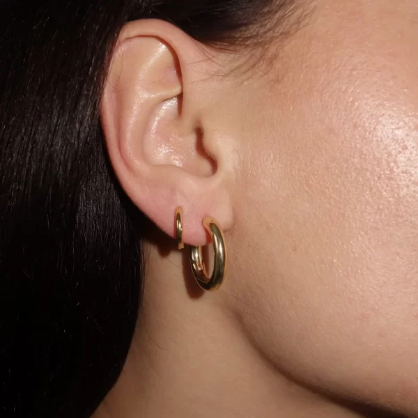 Klasikiniai apvalūs paauksuoti Hoops auskarai / 10mm skersmens (1vnt)