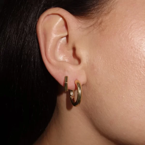 Šešiakampiai paauksuoti Hoops auskarai / 10mm skersmens (1vnt)