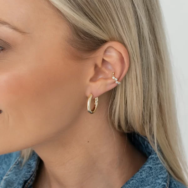 Paauksuotas EAR CUFF su keturiais apvaliais cirkoniais
