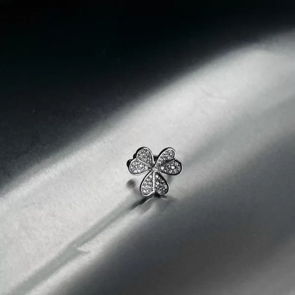 nerūdijančio plieno ear cuff inkrustuotas cirkoniais "Dobiliukas"